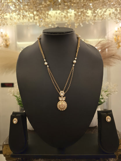 Pearl Sunburst Layered Pendant Set