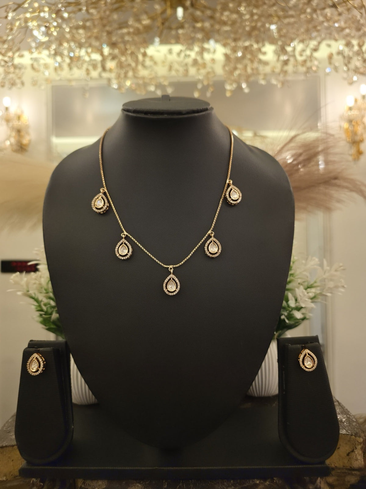 Ivory Teardrop Charm Necklace Set