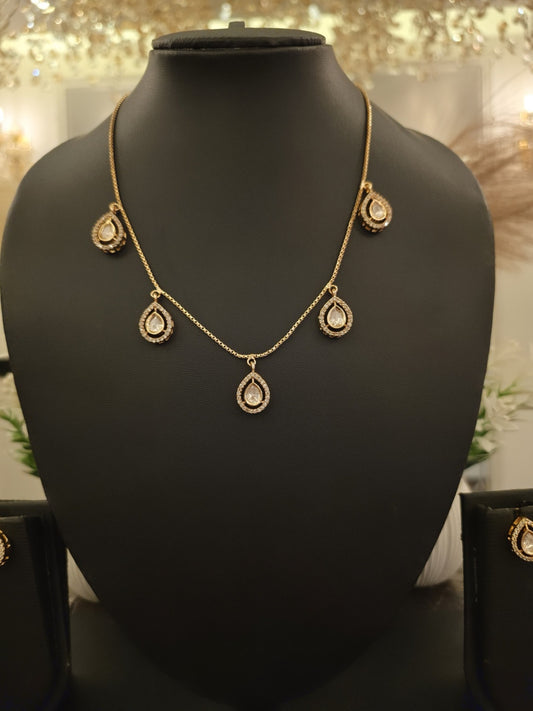 Ivory Teardrop Charm Necklace Set