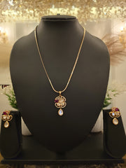 Ruby Blossom Kundan Pendant Set