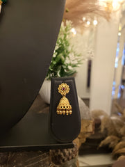 Navratan Pearl Temple Pendant Set