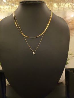 Golden Teardrop Layered Necklace