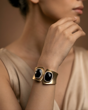 Midnight Luxe Dual Stone Cuff Bracelet