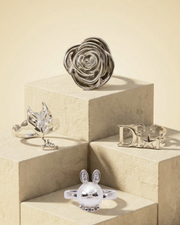 Silvy rose_ crystal wolf drop_ bunny bow + 1 complimentry ring