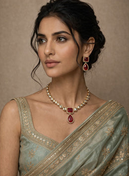 Ruby Royale Kundan Necklace Set