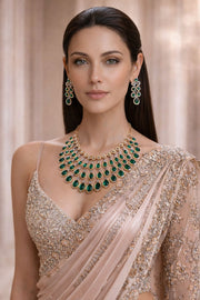 Emerald dewdrop Statement Necklace Set