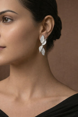 Dewdrop Leaf Stud Earrings