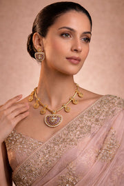 Antique Charm Heart Drop Necklace Set