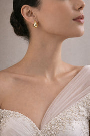Golden Teardrop Gloss Stud Earrings