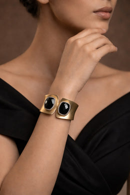 Midnight Luxe Dual Stone Cuff Bracelet