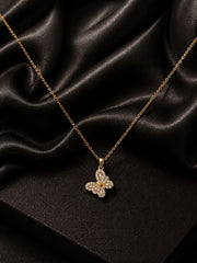 Golden Crystal Butterfly Pendant