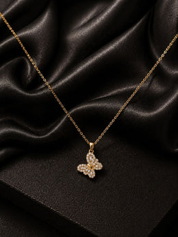 Golden Crystal Butterfly Pendant