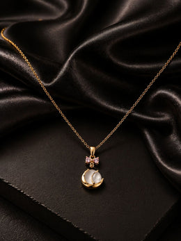 Golden Crescent Bloom Pendant
