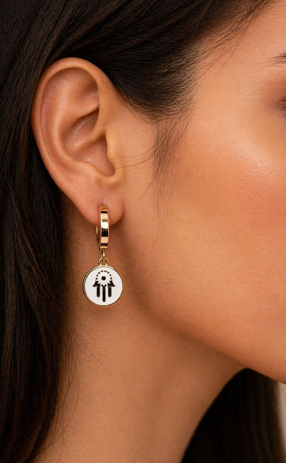 Evil Eye Charm Hoop & Stud Earring Set