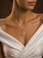 Golden Crystal Butterfly Pendant