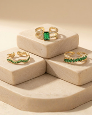 Royale green cyrstal rings (2+1 combo)